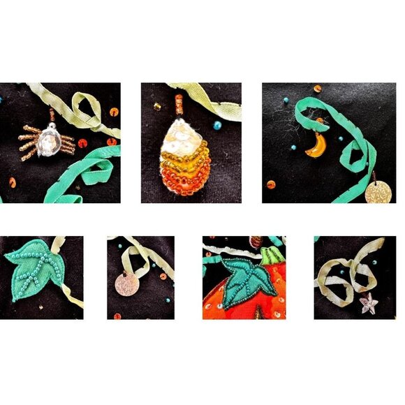 VTG  Jack B Quick Jack O Lantern Top Small  Halloween Black Embellished Applique - Picture 7 of 12